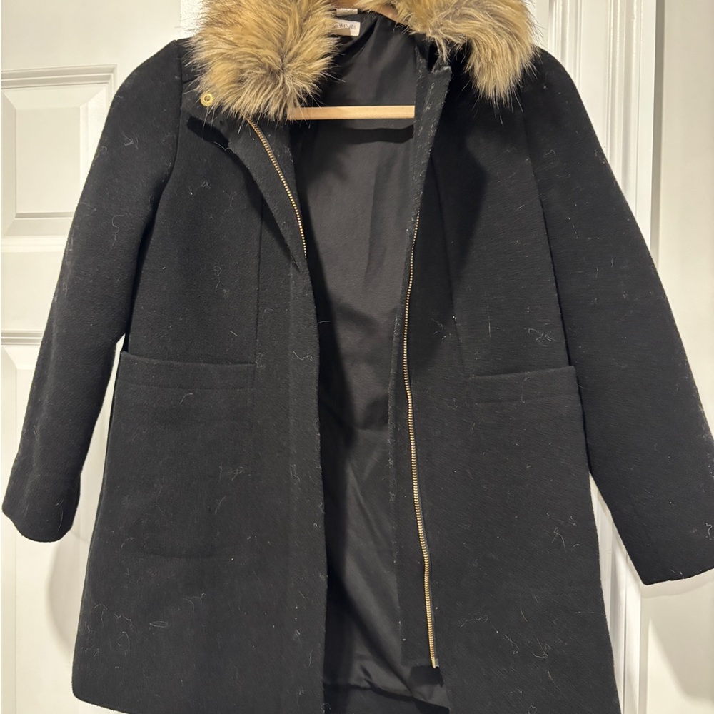 Crewcuts Black Coat with Fur Trim